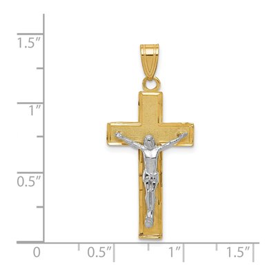14K Two-Tone Gold Diamond-Cut Crucifix Pendant – view 4