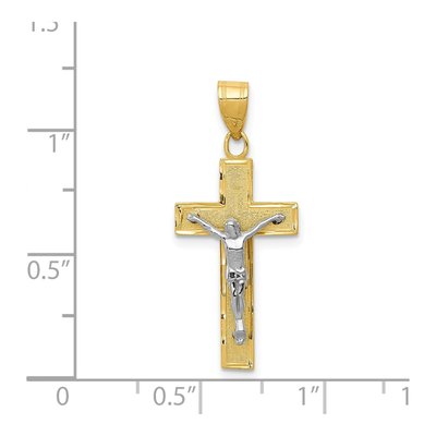 14K Two-Tone Gold Diamond-Cut Crucifix Charm – view 4