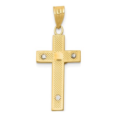 14K Two-Tone Gold Diamond-Cut Crucifix Charm – view 5