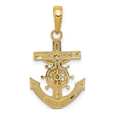 14K Yellow Gold Mariners Crucifix Pendant – view 5