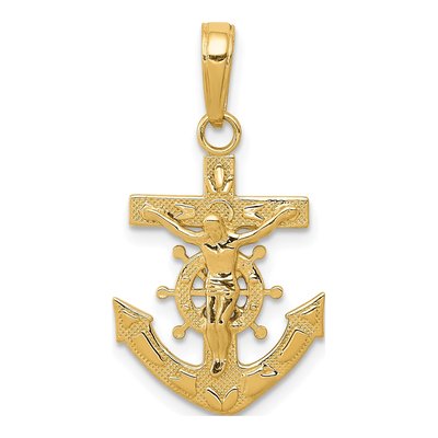 14K Yellow Gold Mariners Crucifix Pendant