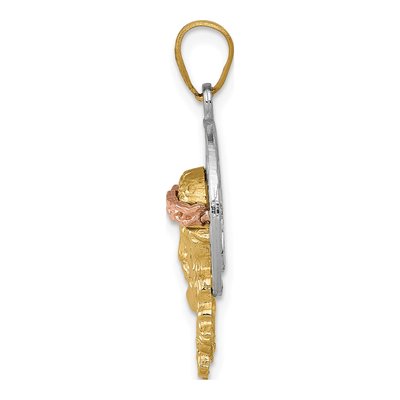 14K Tri-Color Gold Diamond-Cut Christ Charm – view 3