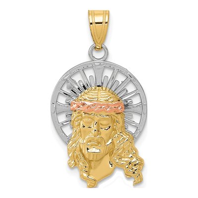 14K Tri-Color Gold Diamond-Cut Christ Charm
