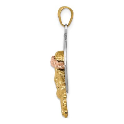 14K Tri-Color Gold Diamond-Cut Christ Pendant – view 3