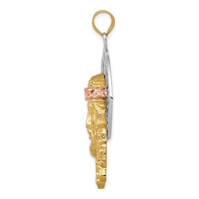 14K Tri-Color Gold Diamond-Cut Christ Pendant – view 3