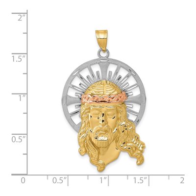14K Tri-Color Gold Diamond-Cut Christ Pendant – view 4