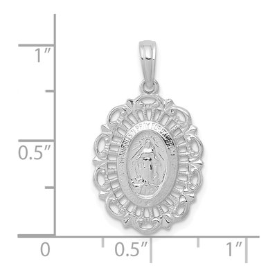 14K White Gold Oval Miraculous Medal Pendant – view 4