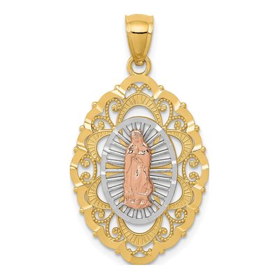 14K Tri-Color Gold Our of Guadalupe Pendant