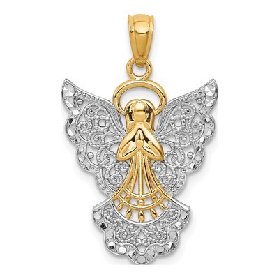 14K Yellow Gold Filigree Angel Pendant