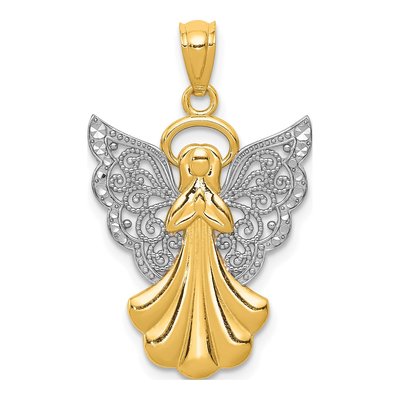 14K Yellow Gold Filigree Angel Pendant