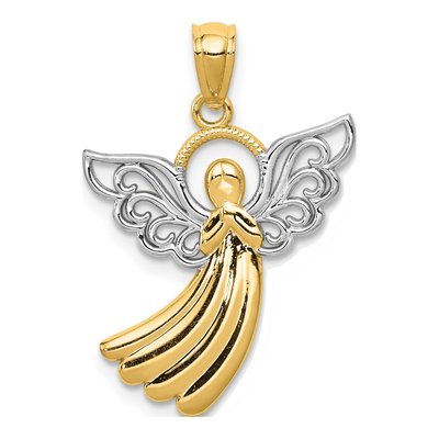 14K Yellow Gold Filigree Angel Pendant