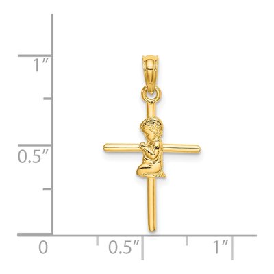 14K Yellow Gold Praying Boy Cross Charm – view 5