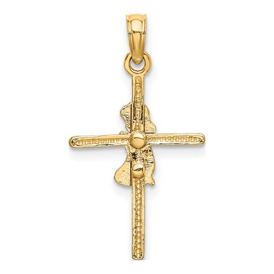 14K Yellow Gold Praying Girl Cross Charm – view 4