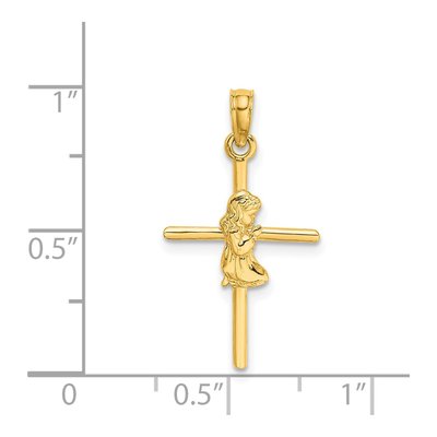 14K Yellow Gold Praying Girl Cross Charm – view 5