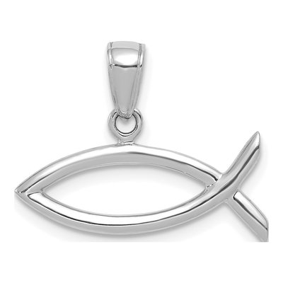 14K White Gold Ichthus Fish Pendant