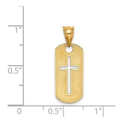 14K Yellow Gold Dog Tag Cross Cut-Out Pendant – view 4