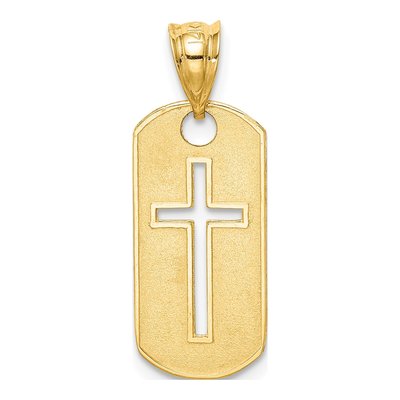 14K Yellow Gold Dog Tag Cross Cut-Out Pendant – view 5