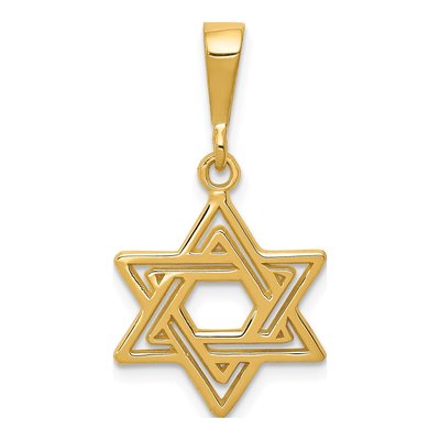 14K Yellow Gold Star of David Pendant