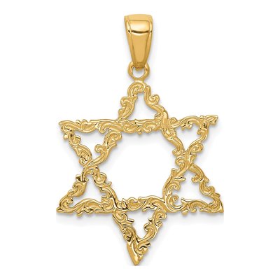 14K Yellow Gold Star of David Pendant