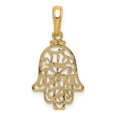 14K Yellow Gold Filigree Chamseh Pendant – view 5