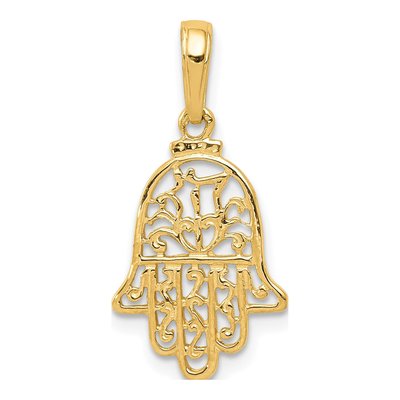 14K Yellow Gold Filigree Chamseh Pendant