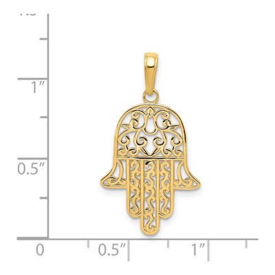 14K Yellow Gold Filigree Chamseh Pendant – view 4
