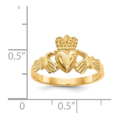 14K Yellow Gold Diamond-Cut Claddagh Ring – view 4