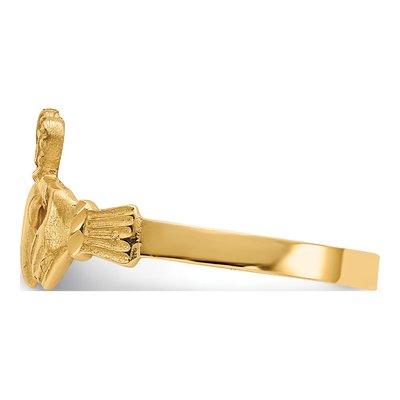 14K Yellow Gold Diamond-Cut Claddagh Ring – view 5