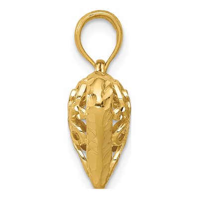14K Yellow Gold Filigree Puffed Heart Pendant – view 3