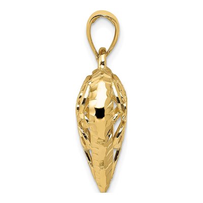 14K Yellow Gold Filigree Puffed Heart Pendant – view 3