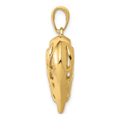 14K Yellow Gold 3D Filigree Puffed Heart Pendant – view 3