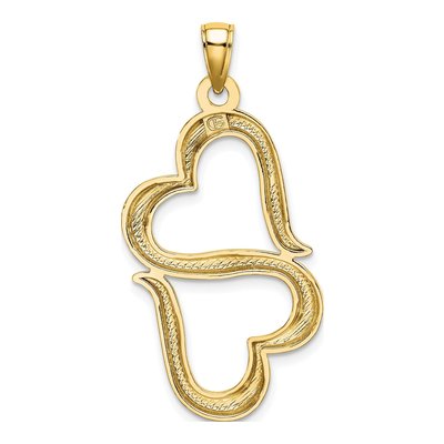14K Yellow Gold Double Hearts Pendant – view 4