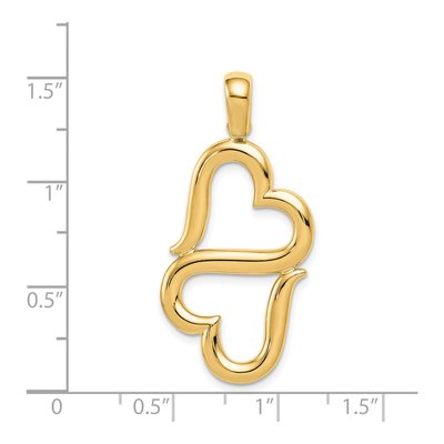 14K Yellow Gold Double Hearts Pendant – view 5