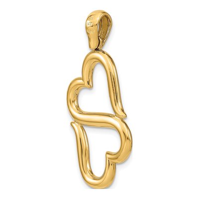14K Yellow Gold Double Hearts Pendant – view 6