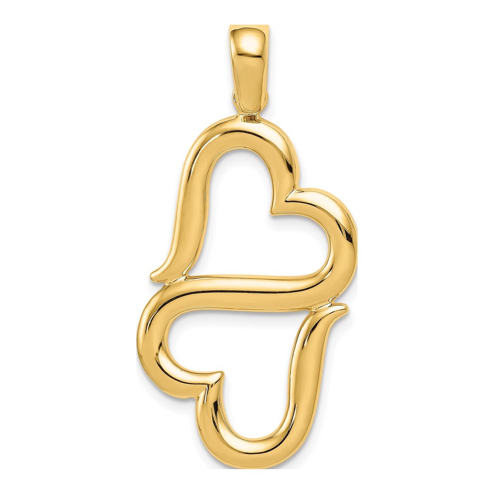 14K Yellow Gold Double Hearts Pendant