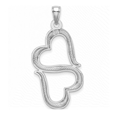 14K White Gold 3-D Double Hearts Pendant – view 4