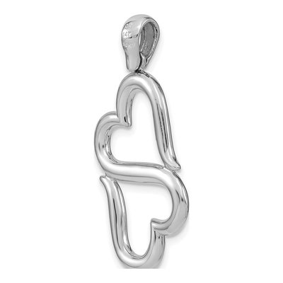 14K White Gold 3-D Double Hearts Pendant – view 5