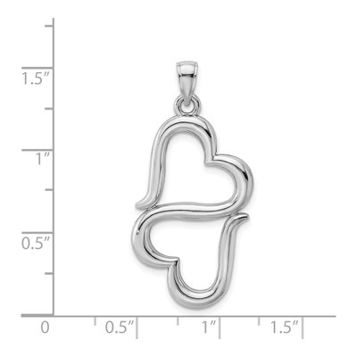 14K White Gold 3-D Double Hearts Pendant – view 6