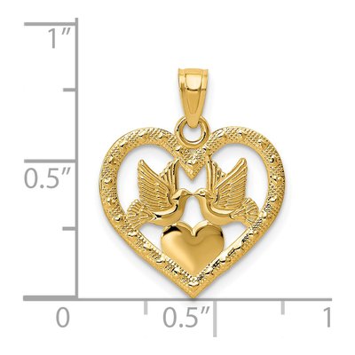 14K Yellow Gold Doves Heart Pendant – view 4