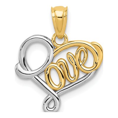 14K Yellow Gold LOVE Heart Pendant