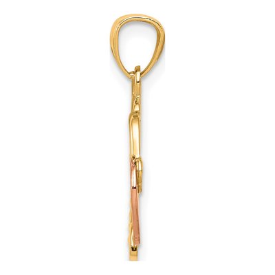 14K Two-Tone Gold Heart Lock Key Pendant – view 3