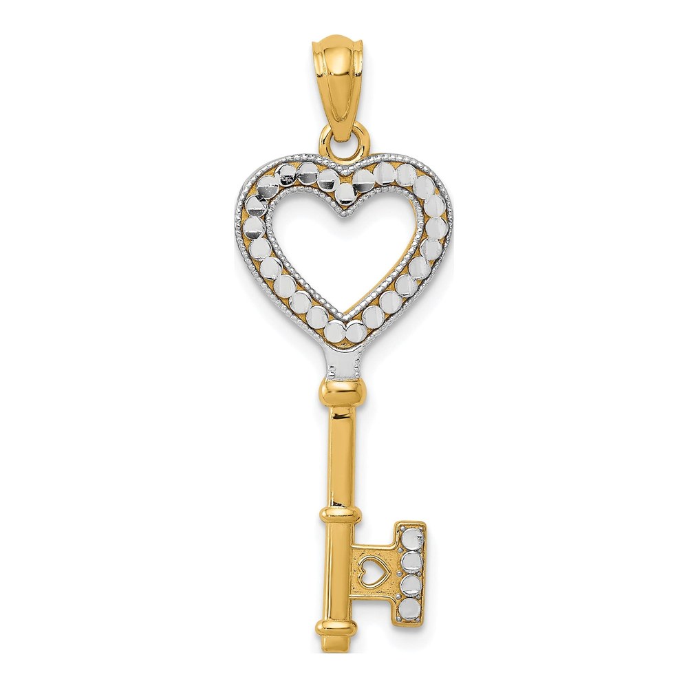 14K Yellow Gold Heart Key Pendant