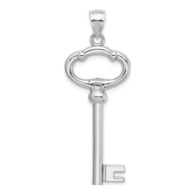 14K White Gold 3D Key to My Heart Charm – view 4