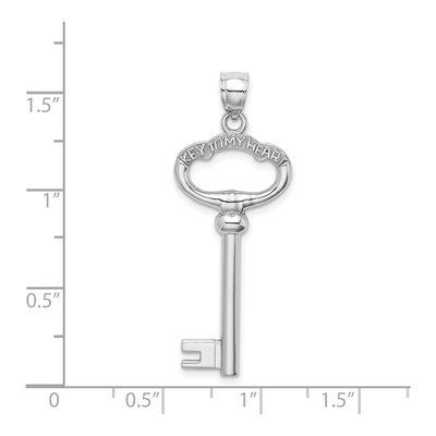 14K White Gold 3D Key to My Heart Charm – view 5