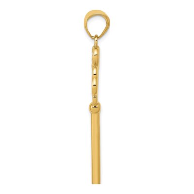 14K Yellow Gold 3D Hearts Key to My Heart Charm – view 3