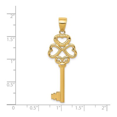 14K Yellow Gold 3D Hearts Key to My Heart Charm – view 4