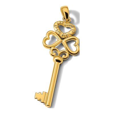 14K Yellow Gold 3D Hearts Key to My Heart Charm – view 5