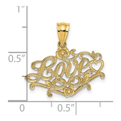 14K Yellow Gold LOVE Heart Pendant – view 4