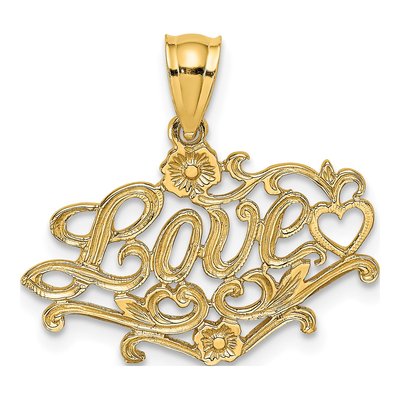 14K Yellow Gold LOVE Heart Pendant