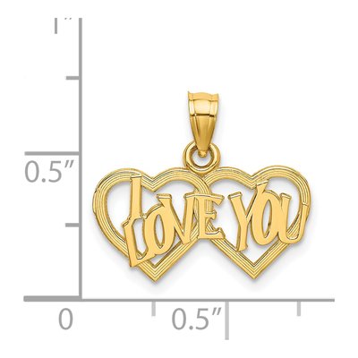 14K Yellow Gold I LOVE YOU Double Heart Charm – view 5